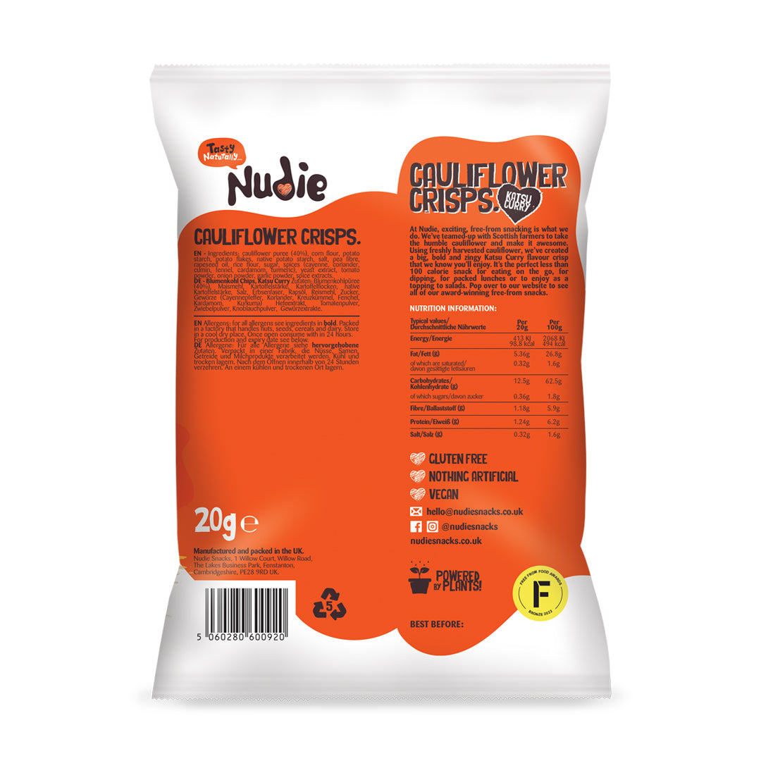 Nudie Snacks Vegan Crisps Cauliflower Crisps Katsu Curry